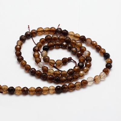 Faceted Natural Agate Round Beads Strands X-G-E318C-4mm-11-1