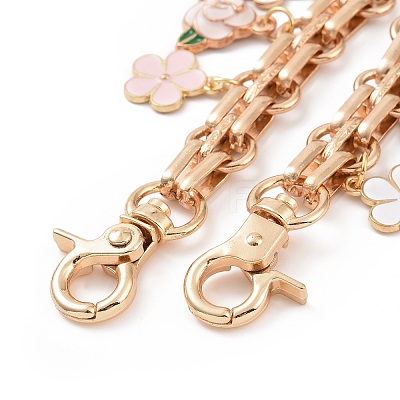 Alloy Enamel Peony Flower Charm Iron Purse Decorative Chains AL-CJ8E21-G-1