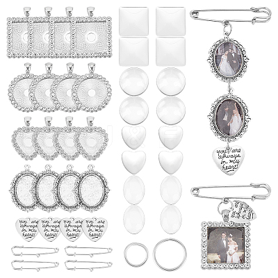 DIY Blank Dome Alloy Glass & Iron Brooch Jewelry Making Kits for Wedding Bouquet Ornaments DIY-UN0006-25-1
