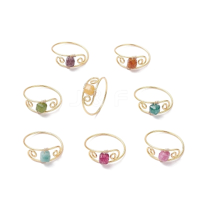 Natural Tourmaline Finger Rings RJEW-JR00928-1