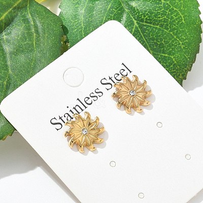 304 Stainless Steel Rhinestone Stud Earrings for Women LS-STAS-Z117-13G-1