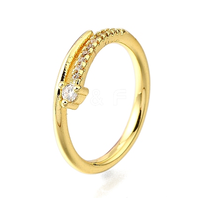 Brass Micro Pave Clear Cubic Zirconia Finger Rings for Women RJEW-H247-14G-1