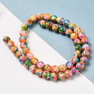 Synthetic Turquoise Dyed Camouflage Beads Strands G-E594-24N-A-1