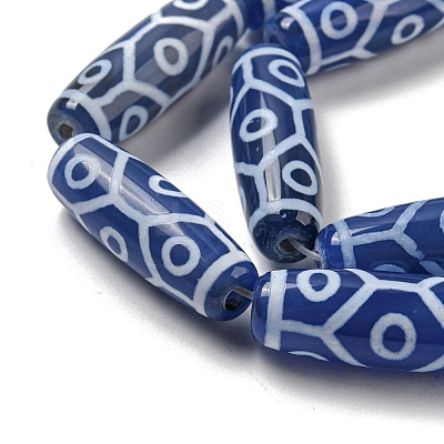 Blue Tibetan Style dZi Beads Strands TDZI-NH0001-B09-01-1