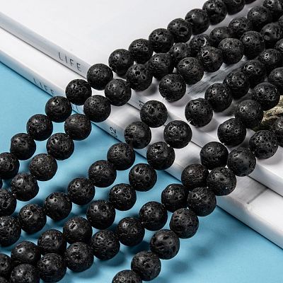 Natural Lava Rock Round Bead Strands G-M169-10mm-03-1