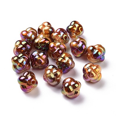 UV Plating Rainbow Iridescent Acrylic Beads PACR-H003-13-1