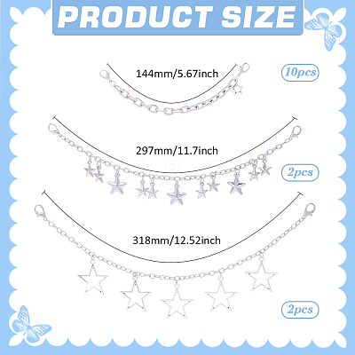 14Pcs 3 Styles Alloy Boot Strap Chains AJEW-ME0003-14-1