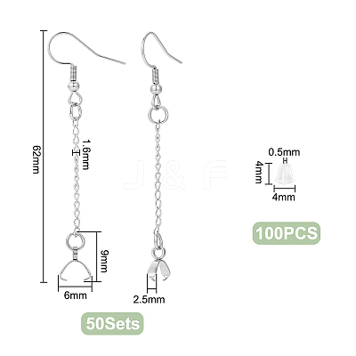 50Pcs 304 Stainless Steel Earring Hooks EJEW-AB00016-1