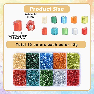 4000Pcs 10 Colors 8/0 Glass Bugle Beads SEED-YW0002-69-1