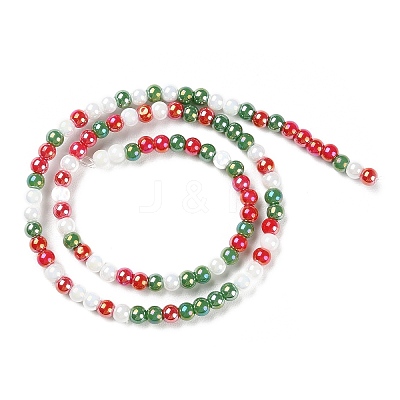 Christmas Theme Opaque Electroplate Glass Beads Strands X-GLAA-P056-4mm-A02-1