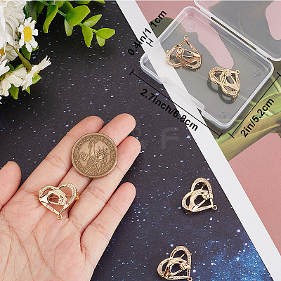 6Pcs Clear Cubic Zirconia Heart with Hand Brooch Pin JEWB-BBC0001-03-1