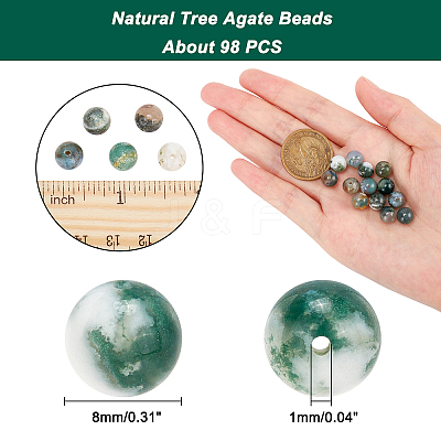 Natural Tree Agate Beads Strands G-AR0003-82-1