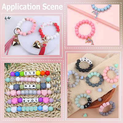 150Pcs 6 Styles Round & Heart Silicone Beads SIL-PA0001-37-1