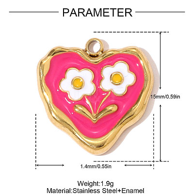 304 Stainless Steel Enamel Charms STAS-OY008-14G-1
