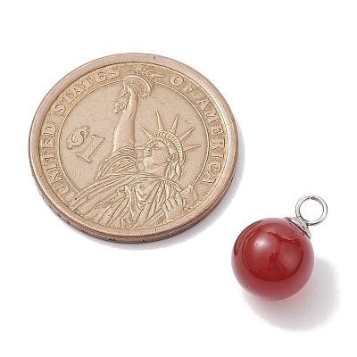 Natural Mixed Gemstone Round Charms PALLOY-JF02619-1