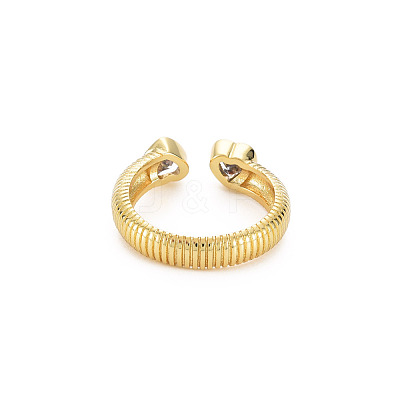 Brass Micro Pave Cubic Zirconia Cuff Rings RJEW-S045-155G-1
