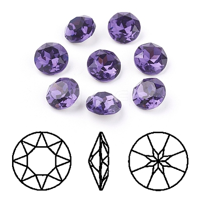 Pointed Back & Back Plated K9 Glass Rhinestone Cabochons RGLA-J012-10mm-277-1