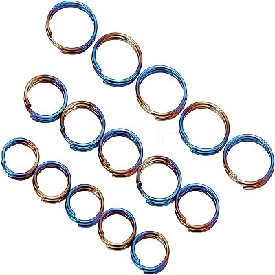 15Pcs 3 Styles Rainbow Color Titanium Alloy Split Rings FIND-OC0001-94-1