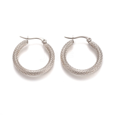 Tarnish Resistant 201 Stainless Steel Geometric Hoop Earrings STAS-D171-12B-P-1