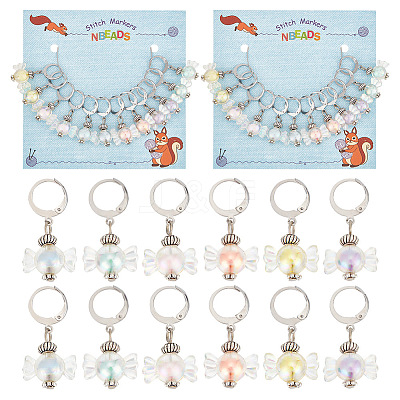 Candy Transparent Acrylic Pendant Stitch Markers HJEW-AB00323-1