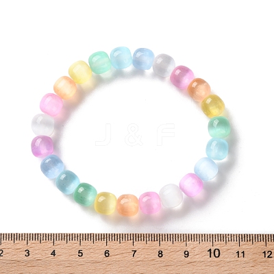Dyed Natural Selenite Round Beaded Stretch Bracelets for Women BJEW-G731-01A-1