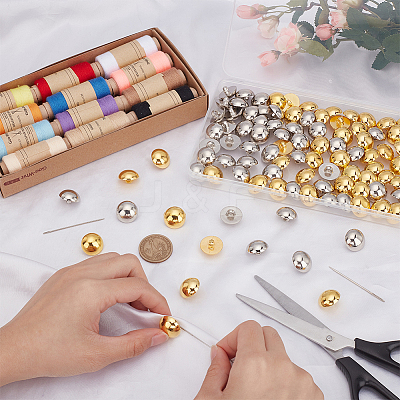 100Pcs 2 Colors 1-Hole Plating Acrylic Shank Buttons FIND-UN0016-03-1