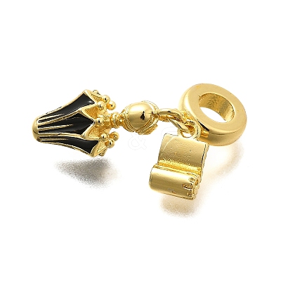 Brass Enamel Badminton European Dangle Charms KK-C087-11G-01-1