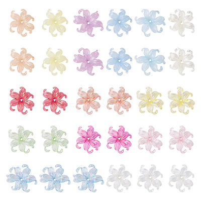 50Pcs 2 Styles Acrylic Bead Caps OACR-TA0004-84-1