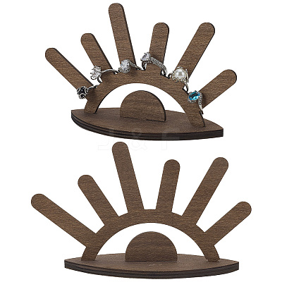 2Pcs Sun Rise Shaped Wooden Ring Display Stands RDIS-FG0001-27-1