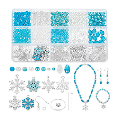 DIY Snowflake Alloy Dangle Earrings Making Kit DIY-PH0022-67-1