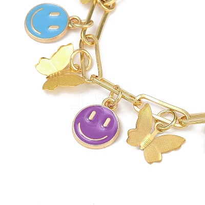 Brass & Alloy Enamel Charm Bracelets BJEW-JB11626-1