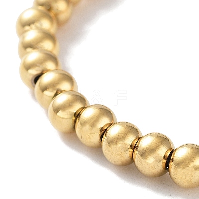 316 Surgical Stainless Steel Round Beaded Stretch Bracelets BJEW-M305-01C-G-1