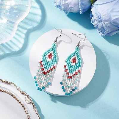 Natural Magnesite Rhombus Dangle Earrings EJEW-MZ00567-03-1