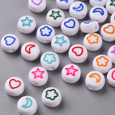 White Opaque Acrylic Beads MACR-N008-41-1