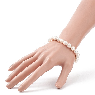 Natural Baroque Keshi Pearl Beaded Stretch Bracelet for Women BJEW-JB08910-1