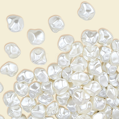 100Pcs ABS Plastic Imitation Pearl Beads OACR-LT0001-09-1