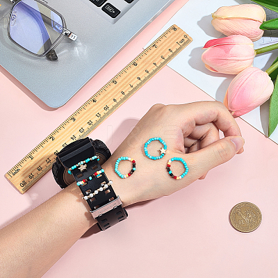 6Pcs 2 Styles Glass Beaded Decorative Rings for Smartwatch Band AJEW-CP0009-94A-1