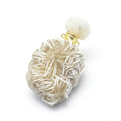 Natural Desert Rose Stone Openable Perfume Bottle Pendants G-E556-06A-1