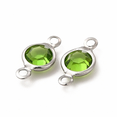304 Stainless Steel with Glass Connector Charms STAS-G305-08P-01-1