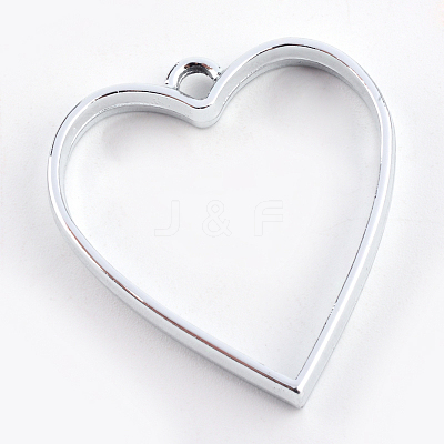 Rack Plating Alloy Heart Open Back Bezel Pendants X-PALLOY-S047-12D-FF-1