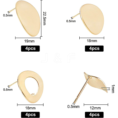 Brass Stud Earring Findings KK-BC0006-45G-1