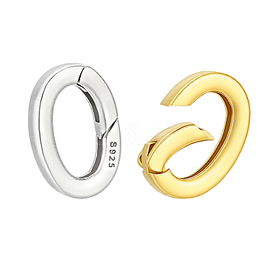 2Pcs 2 Colors Sterling Silver Spring Gate Rings STER-PH0004-59-1