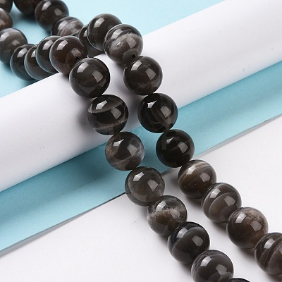 Natural Black Moonstone Beads Strands G-J157-12mm-05-1