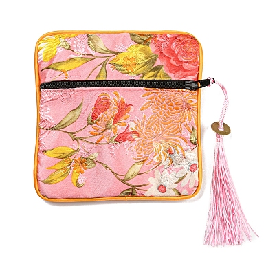Chinese Style Floral Cloth Jewelry Storage Zipper Pouches AJEW-D063-01F-1