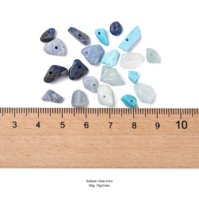 60G 4 Style Natural & Synthetic Gemstone Chip Beads G-FS0001-40-1