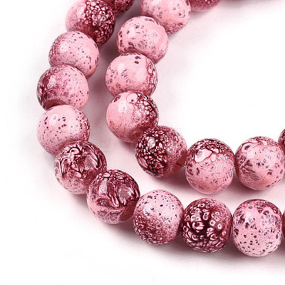 Transparent Baking Paint Glass Beads Strands X-DGLA-N009-8mm-03-1
