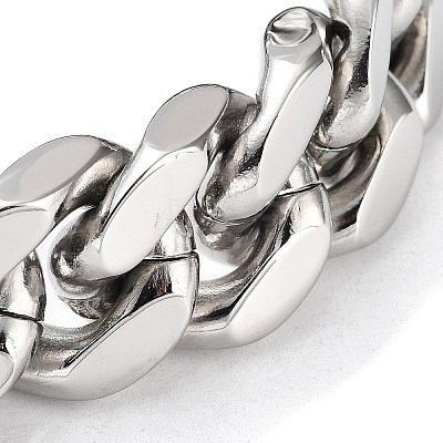 201 Stainless Steel Cuban Link Chains Bracelets for Men & Women BJEW-D031-21A-P-1-1