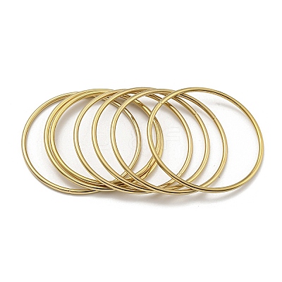 7Pcs PVD Vacuum Plating 202 Stainless Steel Plain Ring Bangle Sets BJEW-M317-16B-G-1