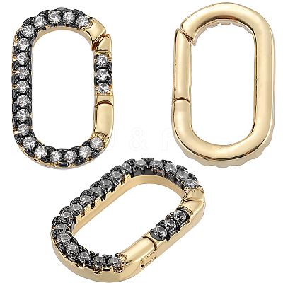 4Pcs Brass Micro Pave Clear Cubic Zirconia Spring Gate Rings KK-SC0006-37-1