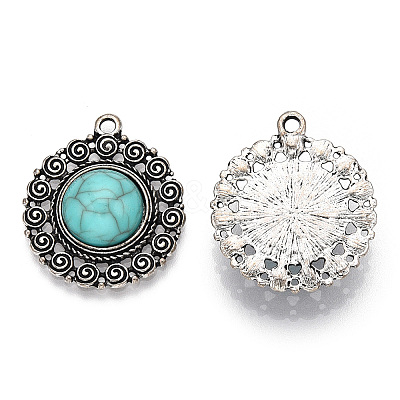 Synthetic Turquoise Pendants X1-PALLOY-TAC0044-58AS-1
